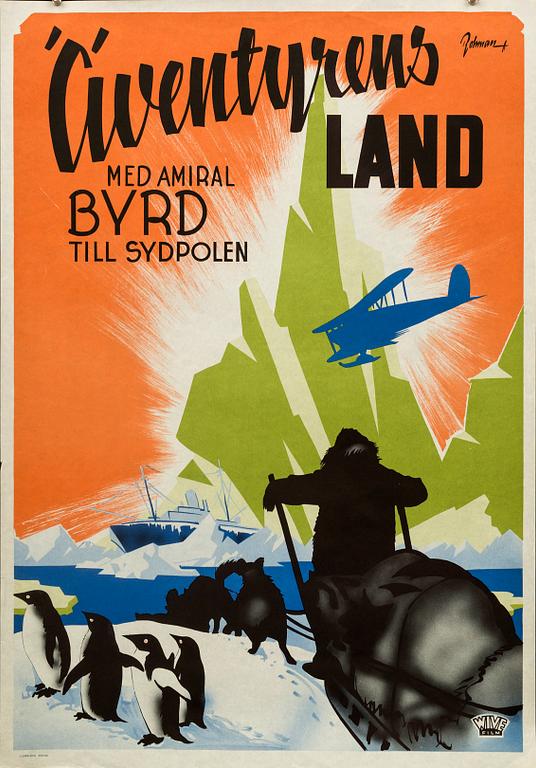 ERIC ROHMAN, poster, "Äventyrens land, med amiral Byrd till Sydpolen", 1947.