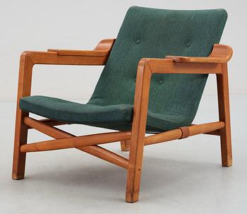 A Tove & Edvard Kindt-Larsen stained beech 'Fireplace Chair' by Gustav Berthelsen & Co, Denmark,