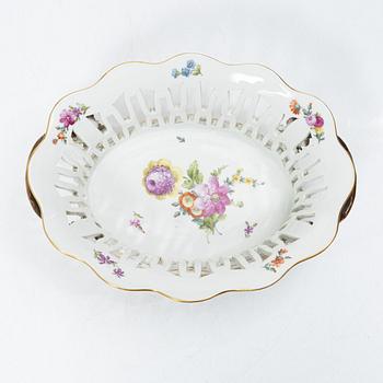 Royal Copenhagen, a lattice bowl and stand, 'Saxon Flower', Denmark, 1889-1922.