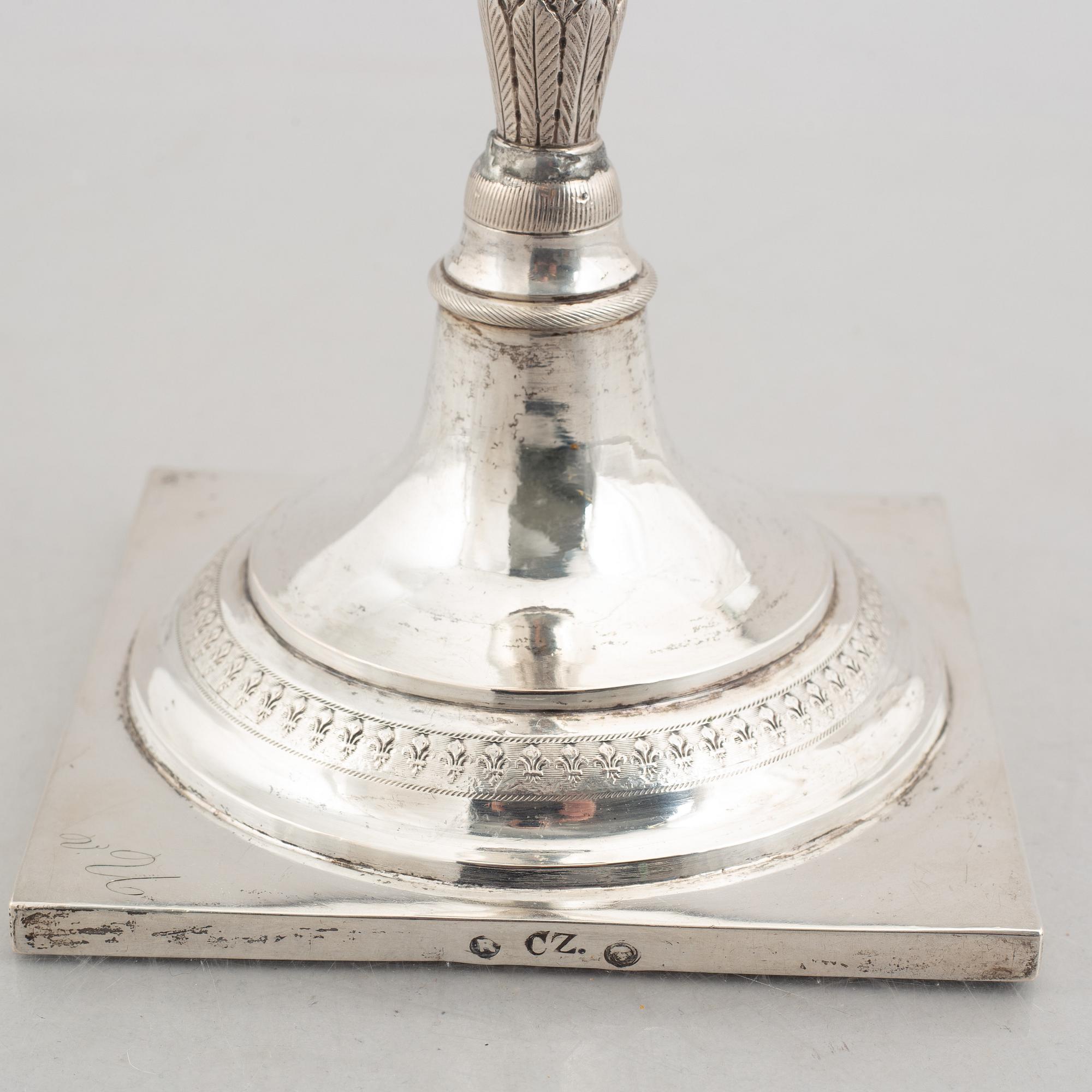 A German silver candlestick, Breslau/Wrocław 1834-1838.