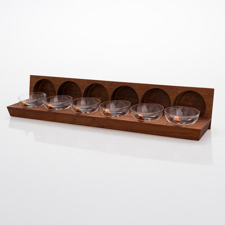 A set of six champagne/cocktail glasses, Skruf, Swedish Crystal.