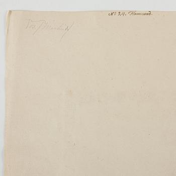 MARTEN DE VOS, hans krets. Osignerad. Bild 24 x 17,5 cm (Uppklistrad på papper 47,5 x 35 cm).