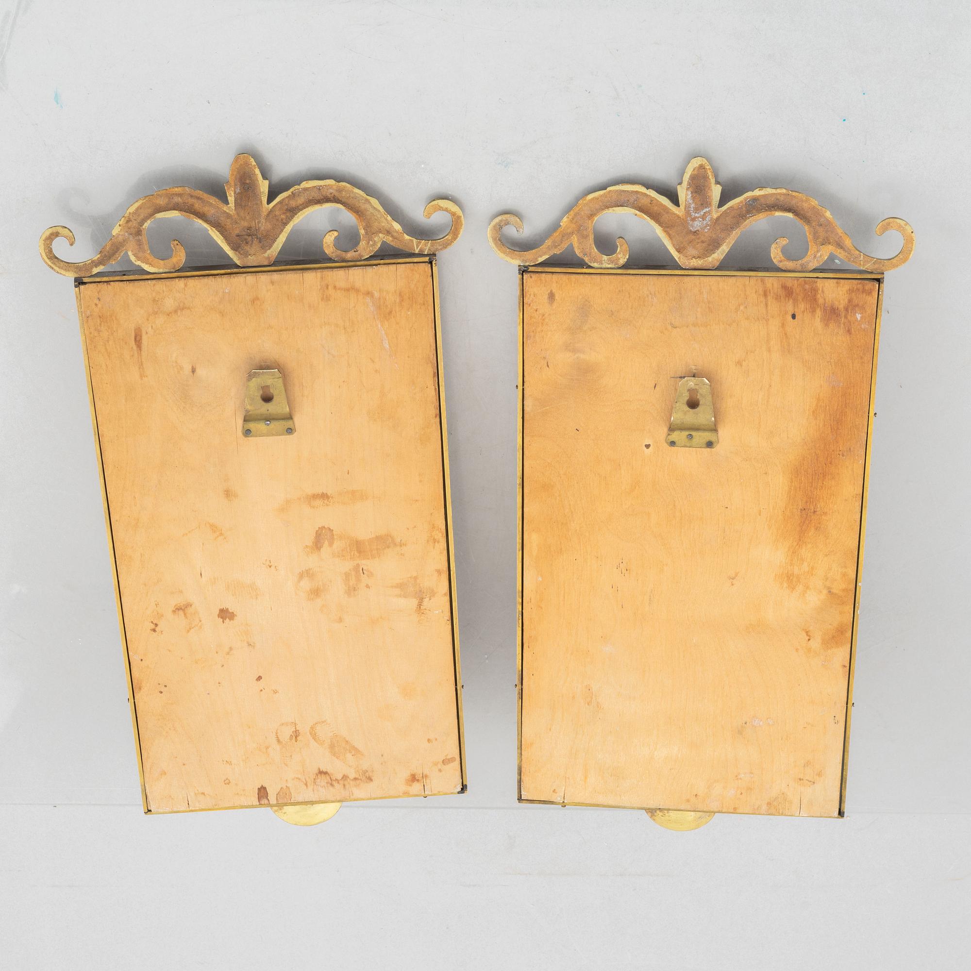Lars Holmström, mirror sconces, a pair, Swedish Grace, Lars Holmström Company, Arvika, 1920s/30s.