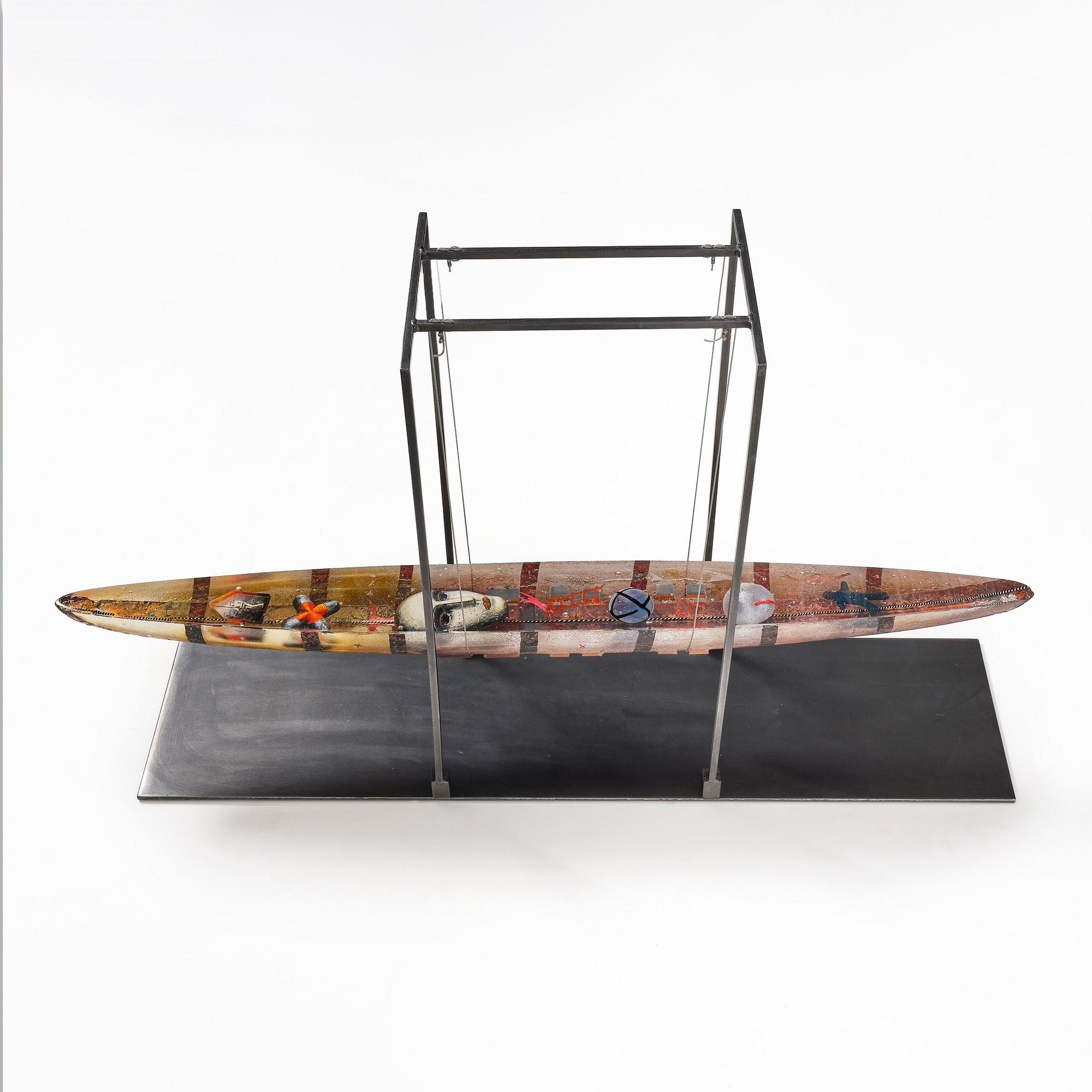 Bertil Vallien, 'Voyage', a large unique sand cast glass sculpture of a boat,  Kosta Boda, Sweden. - Bukowskis