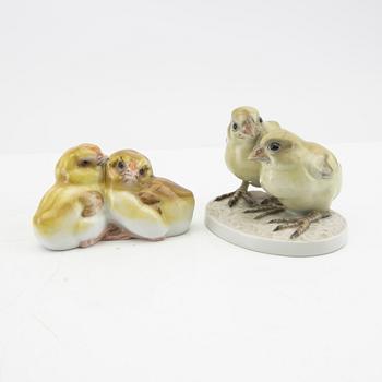 Figurines, 4 pieces, Rosenthal blue T Kärner Germany mid-20th century porcelain.