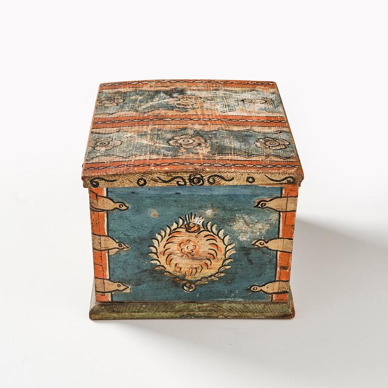 A Swedish painted bride's chest from Halland / Småland, dated 1783.