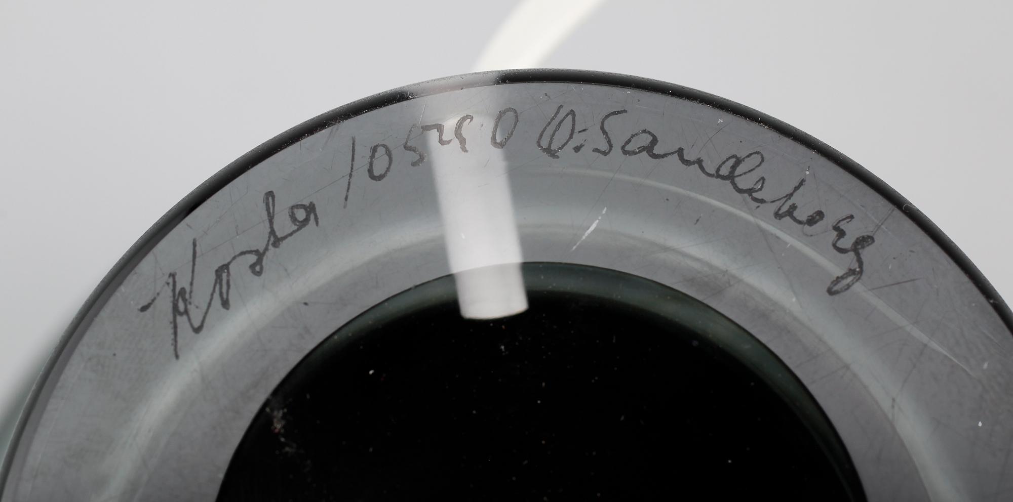 BORDSLAMPA, glas, Ove Sandeberg, Kosta, signerad.
