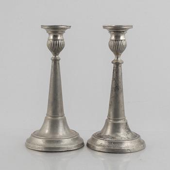 A pair of pewter candle sticks by Olof Wahlgren (active 1817-1825/27), Helsingborg, Sweden, 1813.