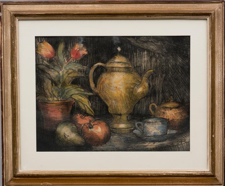 JALMARI RUOKOKOSKI, färgetsning, signerad i plåten J.R.