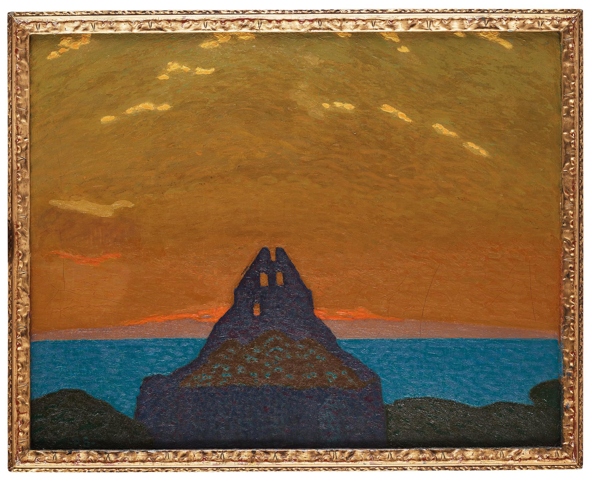 Pelle Swedlund, Sunset over the Baltic Sea with the ruins of S:t Nikolai church, Visby, Sweden.