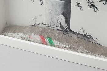 BANKSY, print with original fragment from the Israel wall included.