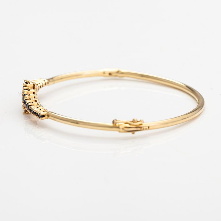 Armband, 14K guld, safirer och diamanter ca. 0.44 ct tot.