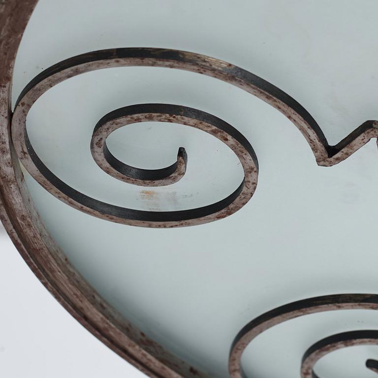 Lars Holmström, a Swedish Grace brass and steel framed ceiling light, Arvika 1920-30s.