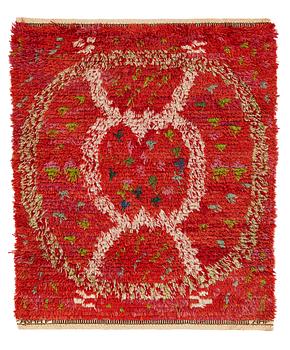 Ann-Mari Lindbom, gift Forsberg, A CARPET, "Ann-Maris röda", knotted pile, ca 111 x 92 cm, signed AB MMF AMF.