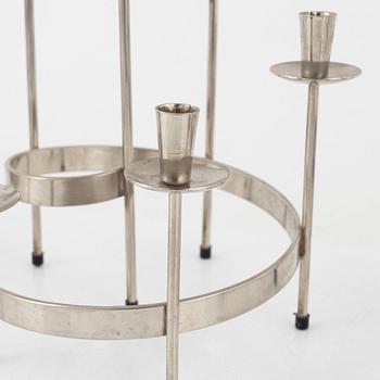 Harry Boström, kandelabrar, 4 st, vitmetall, 'Spiral', Bo Svensk.