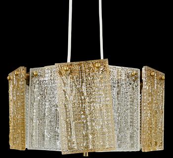 TAKLAMPA, glas och mässing, 1960/70-tal.