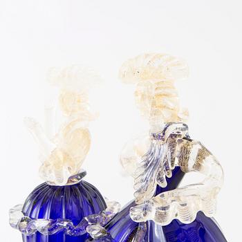 Figuriner 1 par, Murano Venedig 1900-talets andra hälft glas.