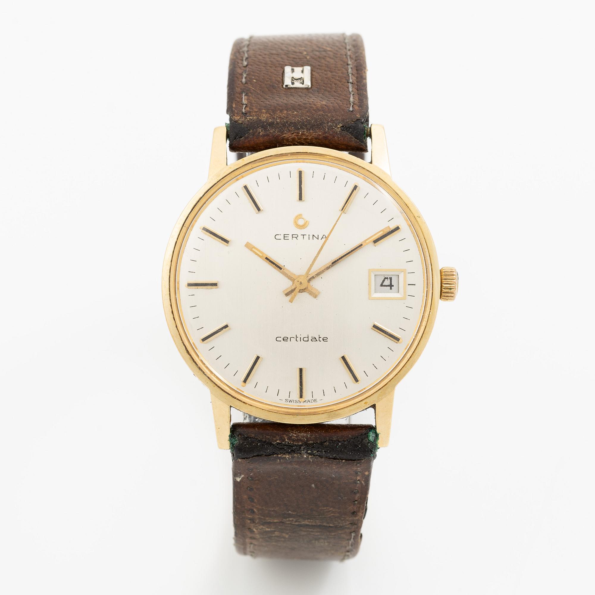 Certina, certificate, wristwatch, 35 mm.