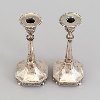 A pair of Swedish 18th century silver candlesticks, by Johan Fredrik Wildt, Stockholm 1796-1799.