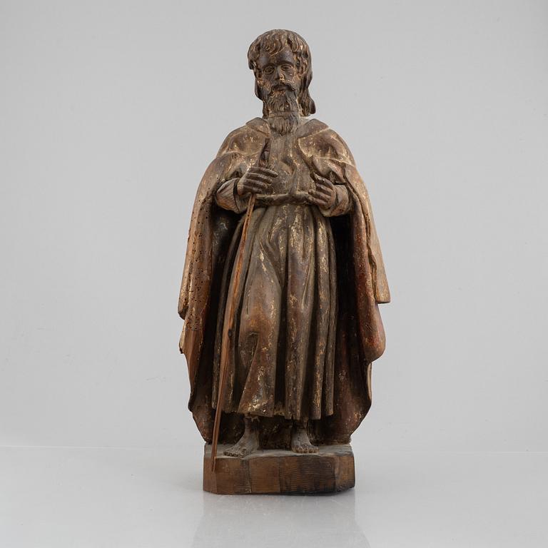 Skulptur, trä, 1700-tal, St Jacob.