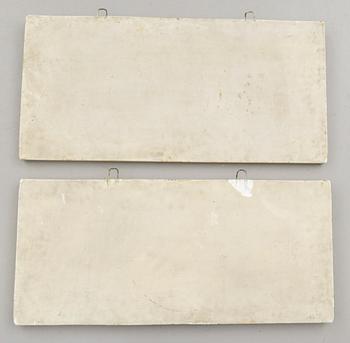BERTEL THORVALDSEN, efter, väggreliefer, 2 st, gips, 1900-talets första hälft.