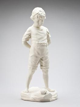 FIGURIN, parian. Gustavsberg, stämpelsignerad 1927.
"Pojken och grodan". Höjd 48 cm.