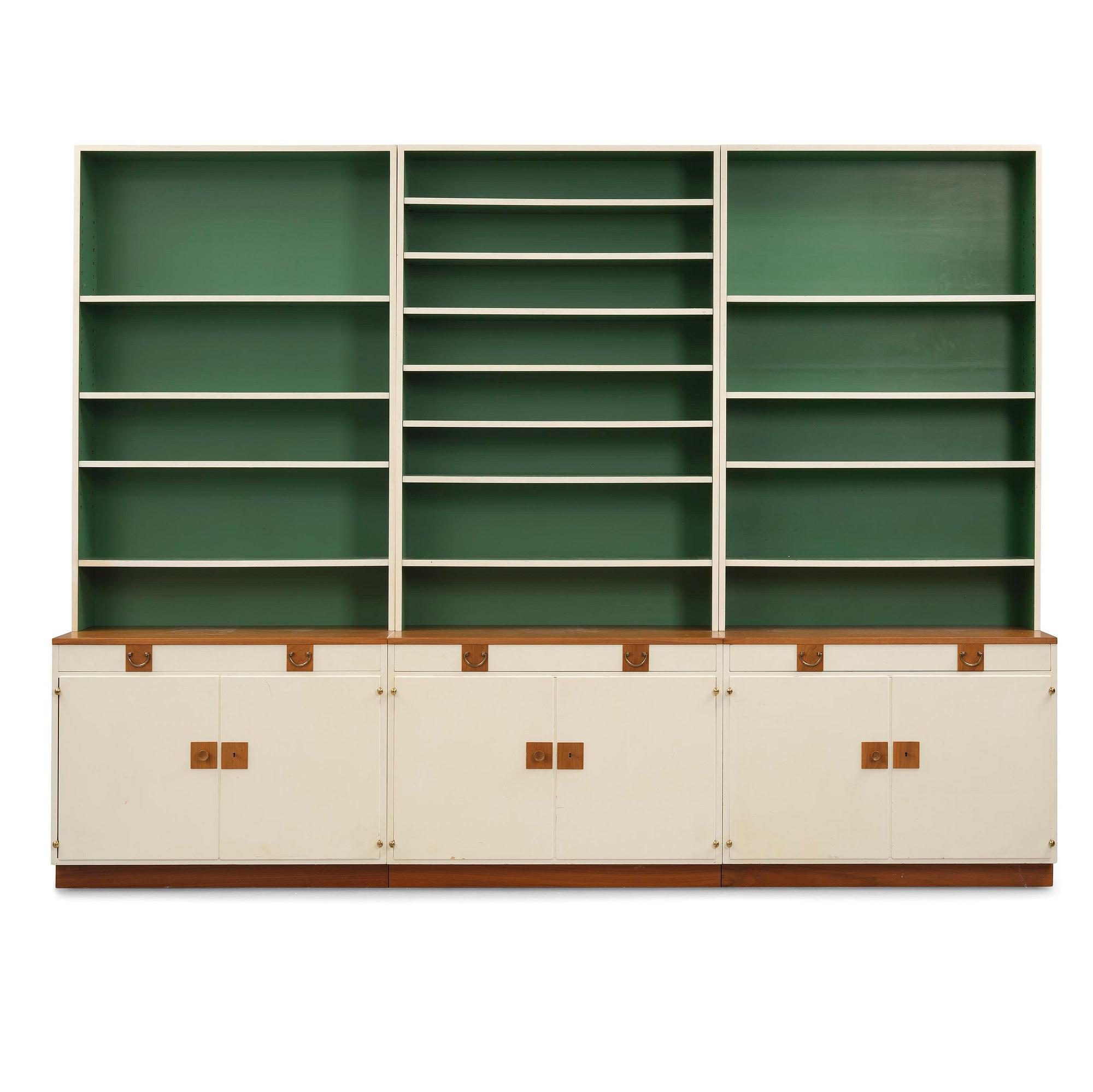 Josef Frank, a set of three bookcases model "B 2255", Firma Svenskt Tenn, mid-20th century, provenance Estrid Ericson.