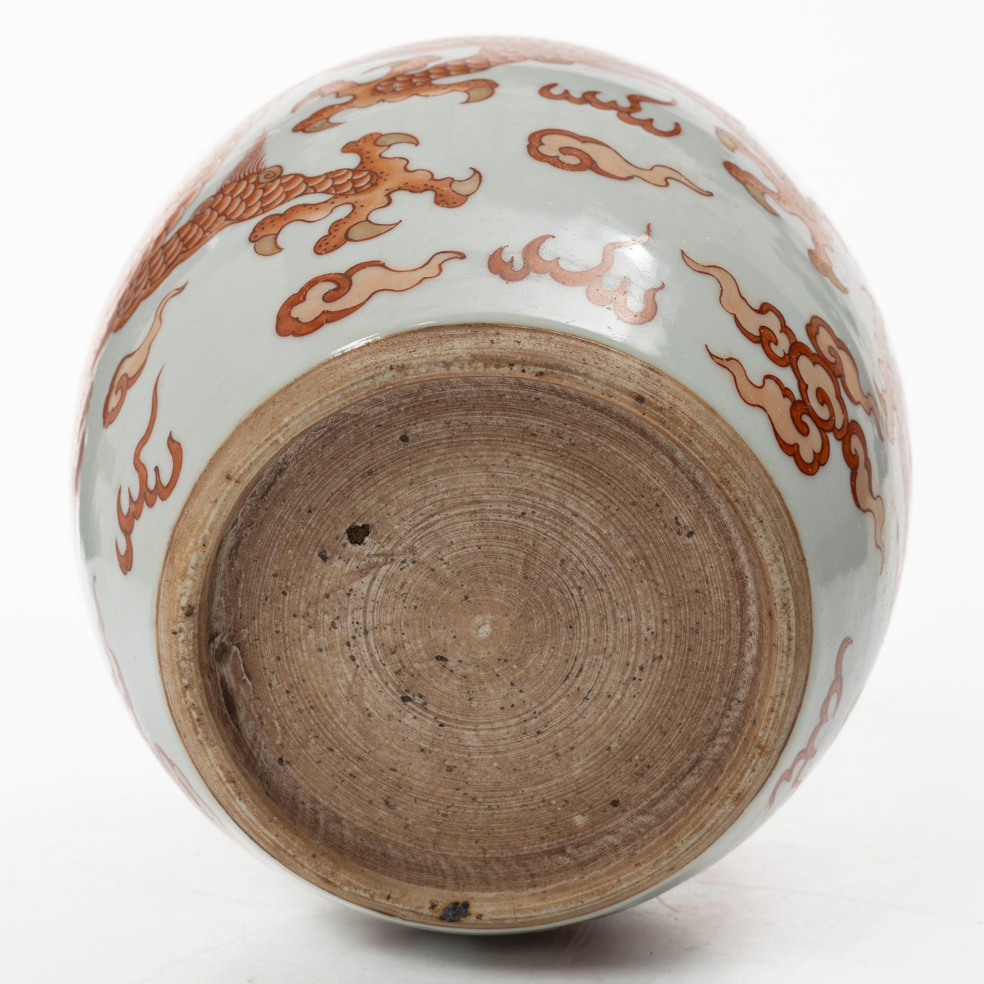 Bojan / kruka, porslin, sen Qingdynasti, 1800-tal.