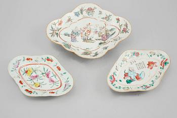 FAT, 3 st, porslin, Kina, 1800-tal.