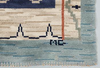 CARPET. Flossa (knotted pile). 312 x 205,5 cm. Signed MG (Märtha Gahn).