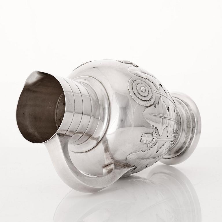 S & M Benzen, an Art Nouveau silver pitcher, Copenhagen 1905.