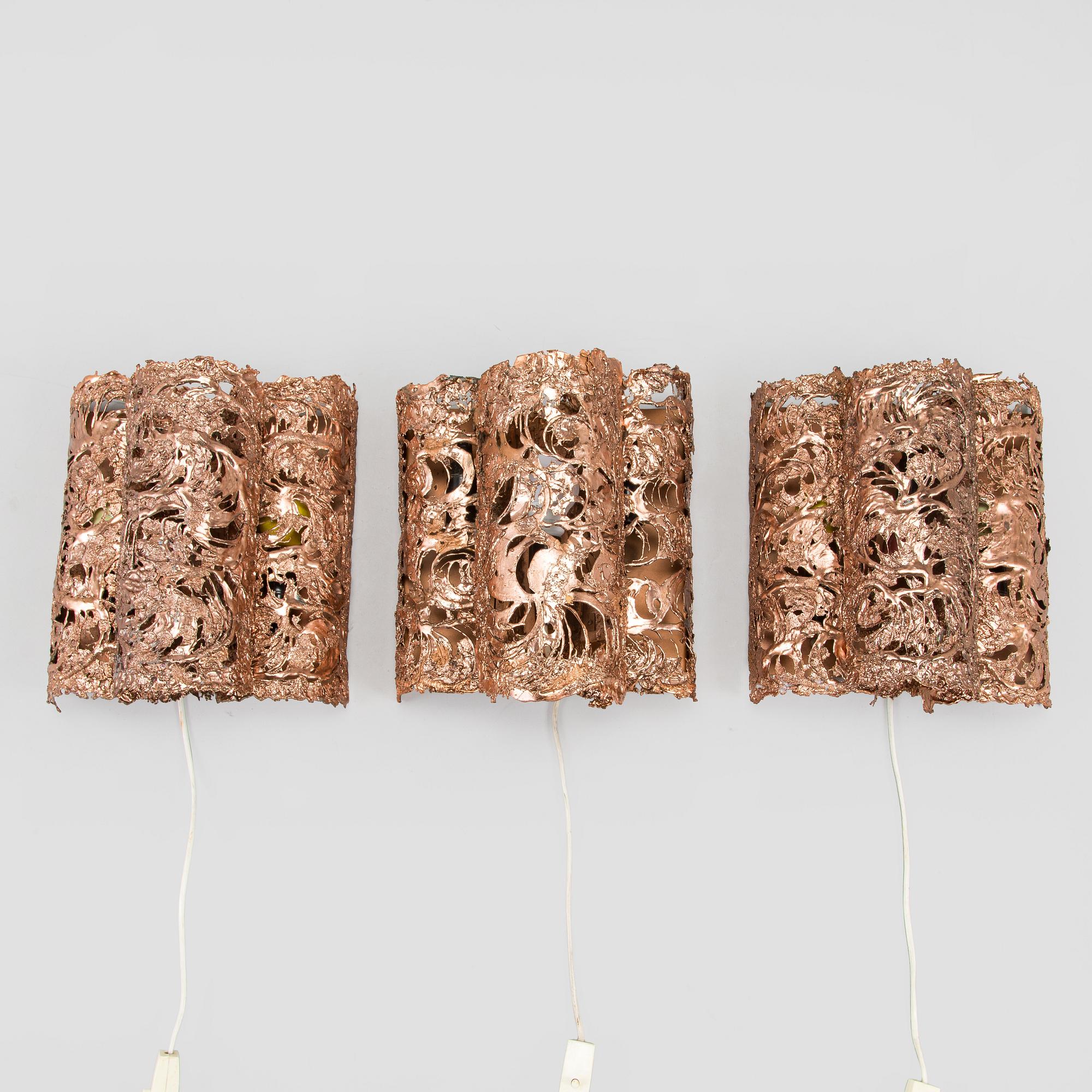Aimo Ossi Kalevi Tukiainen, three 1960/70s wall lights for Oy Moonlight Ltd.