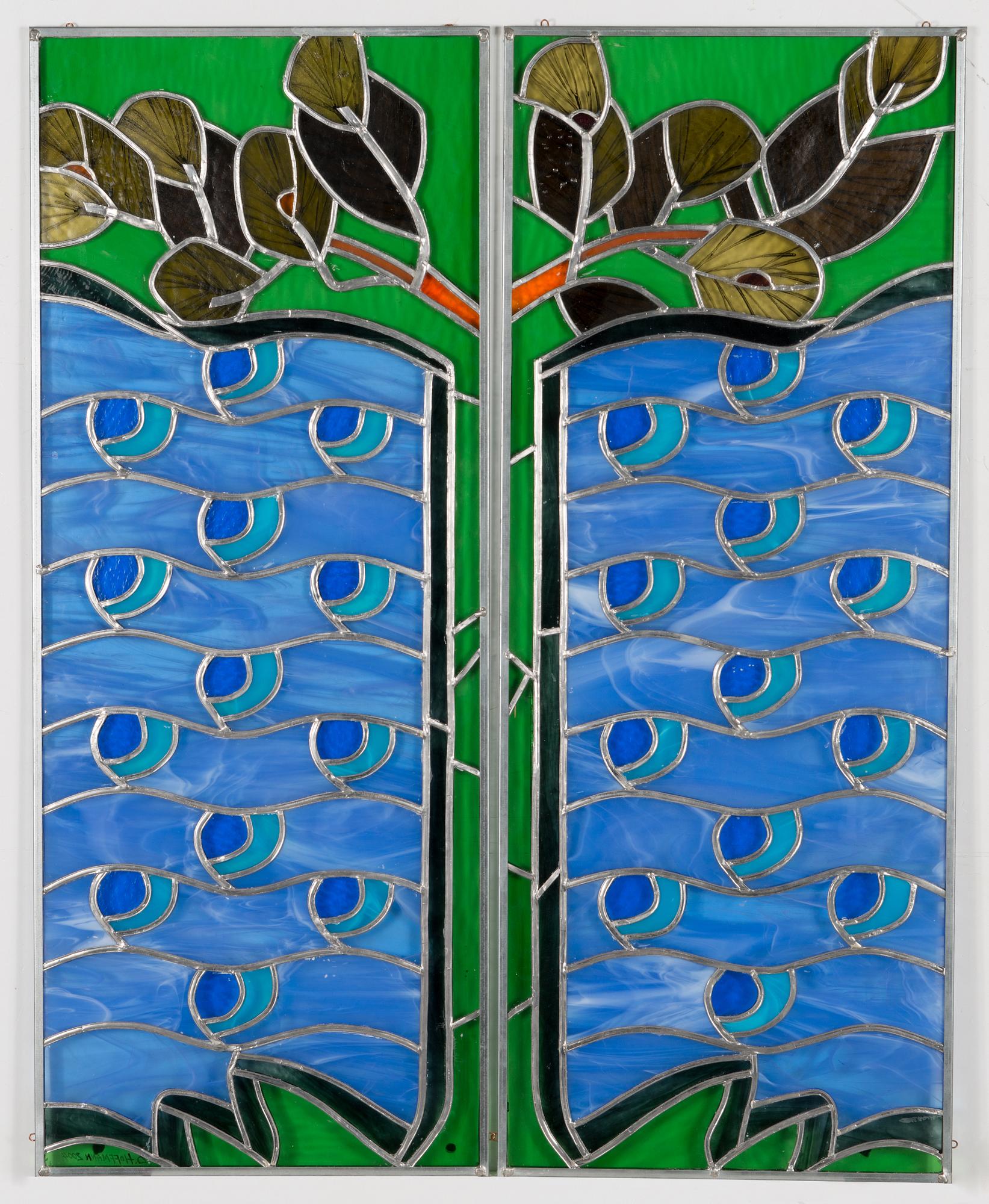 Dolores Hoffmann, glass painting, signed and dated 2004.