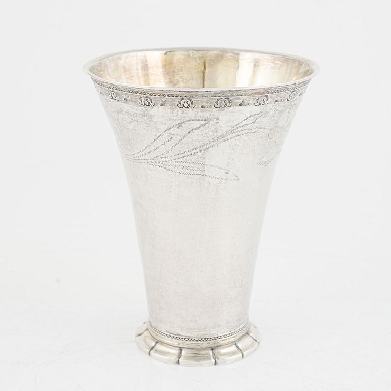 A Swedish Silver Beaker, mark probably of Carl Lindgren, Norrköping 1777.