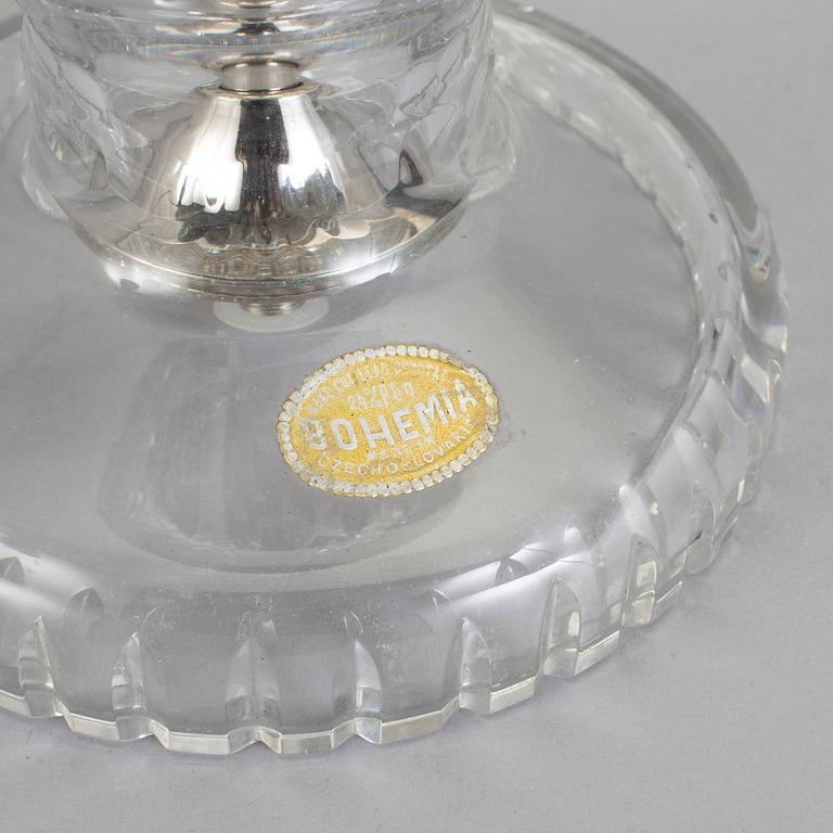 BORDSLAMPA, glas, "Bohemia" Cczechoslovakia, etikettmärkt, 1960-tal.