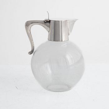 A Michelsen, wine decanter, silver and glass, Copenhagen circa 1960.