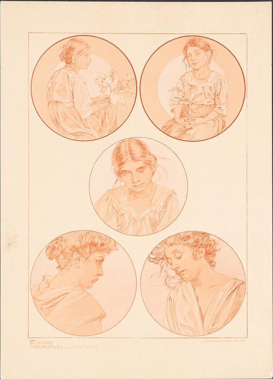 ALPHONSE MUCHA, after, 5 prints.