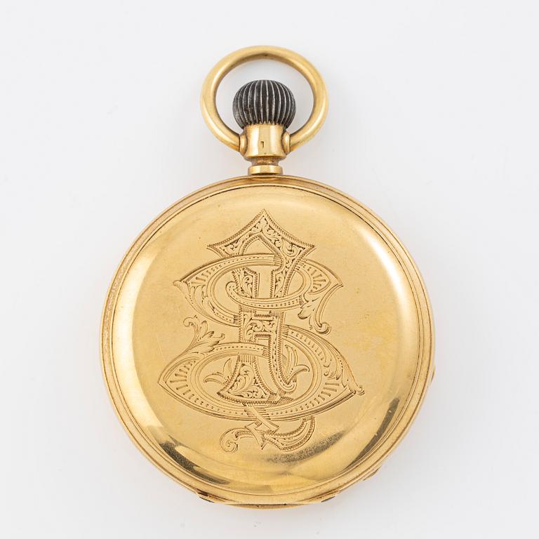 Pocket watch, hunter, 18K gold, 50 mm.