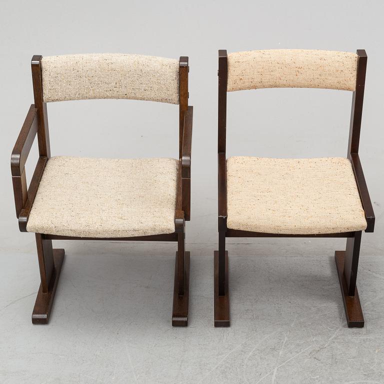 A Danish dining table and eight chairs from Gangsø Møbler A/S, 1960's-70's.