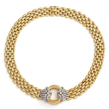 Collier i 18K guld med briljantslipade diamanter, Italien.