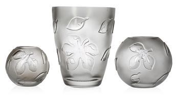 A set of three Sven Palmqvist cut glass vases, Orrefors circa 1940, model 2138.