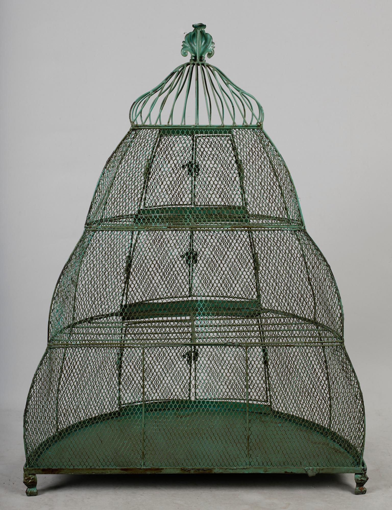 FÅGELBUR, grönmålad plåt, 1900-tal.
