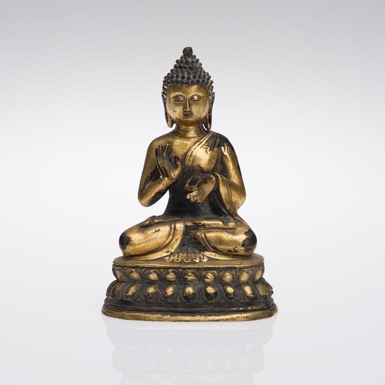 BUDDHA, skulptur, mässing, trol. Kina, 1900-talets första hälft.