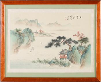 OKÄND KONSTNÄR, 2 st, gouache på siden, signerade, Kina, 2000-tal.