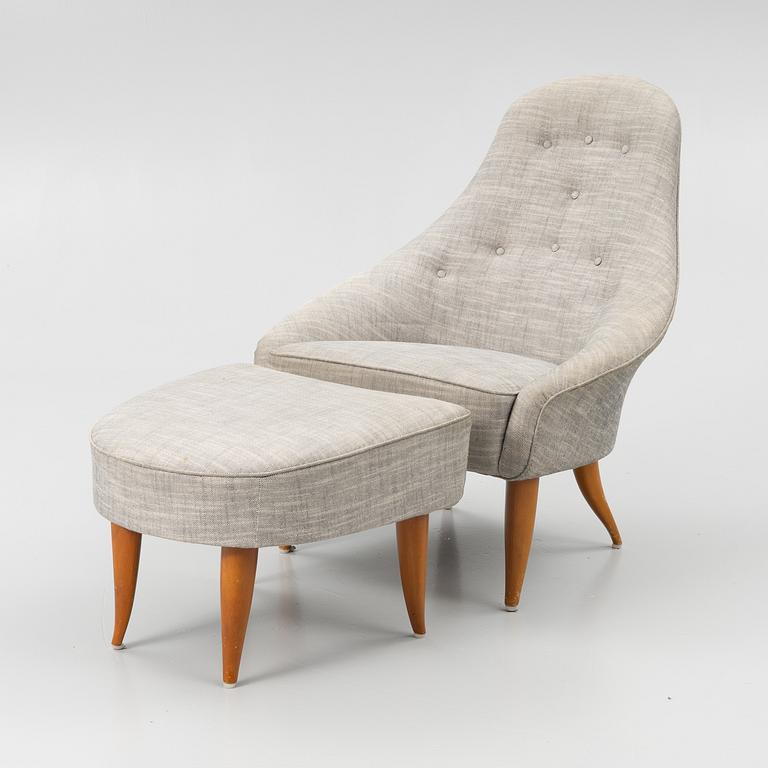 Kerstin Hörlin-Holmquist, a 'Lilla Eva' armchair and a 'Fikonlövet' ottoman, Triva, Nordiska Kompaniet.
