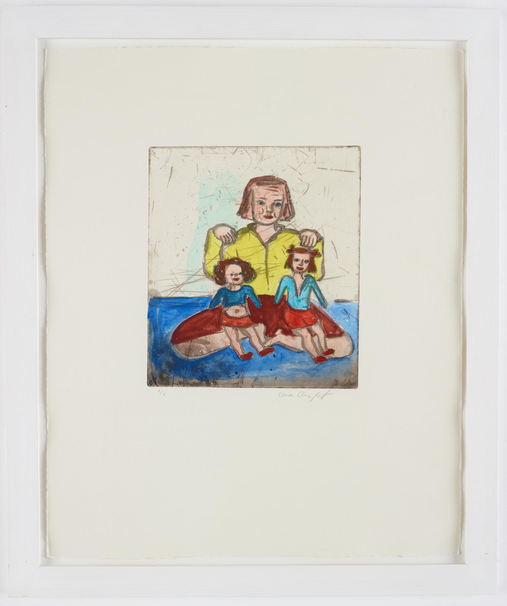 Lena Cronqvist, etching, colorated, signed, numbered 1/1.