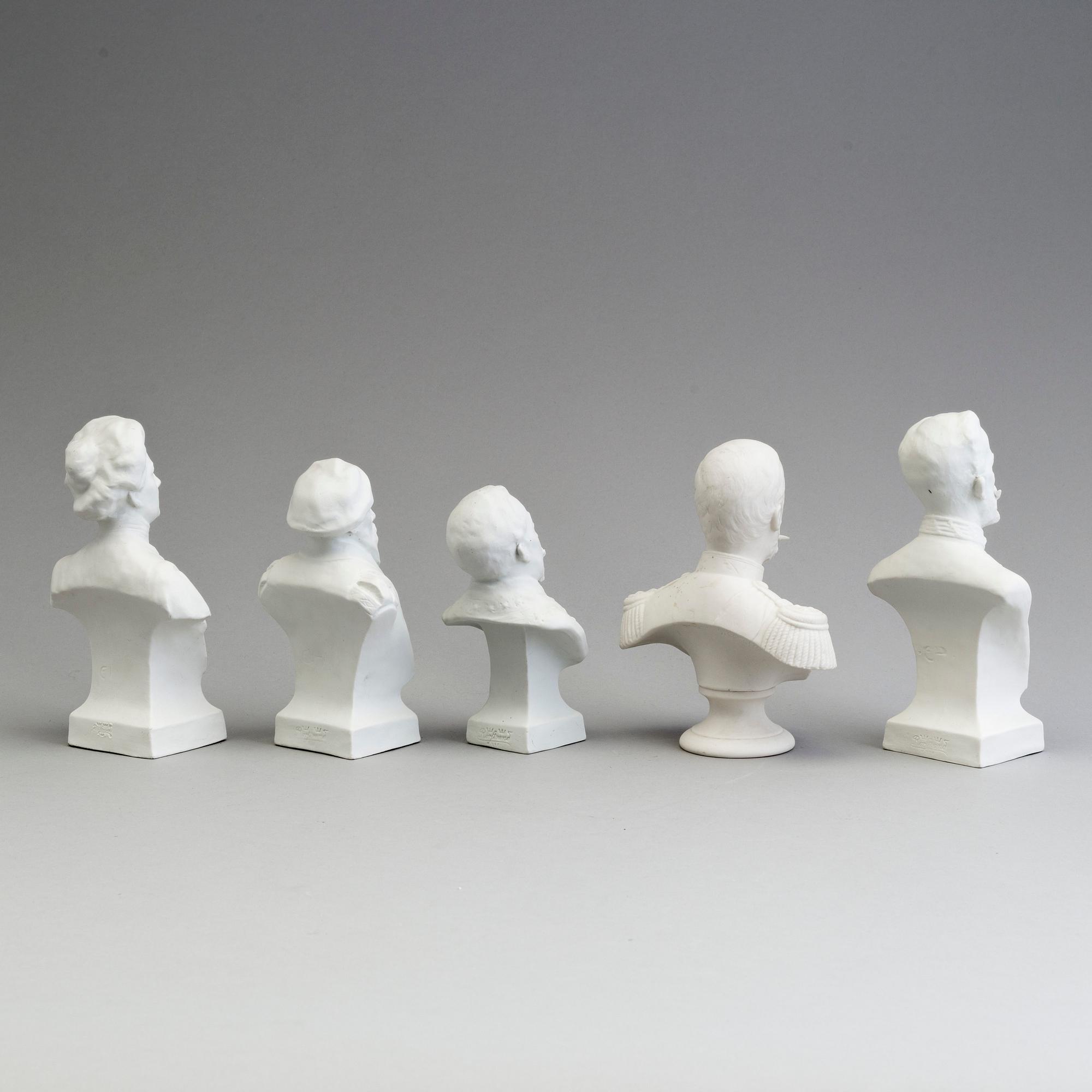 NINE PARIAN BUSTS, Gustafsberg and Rörstrand, ca 1900.