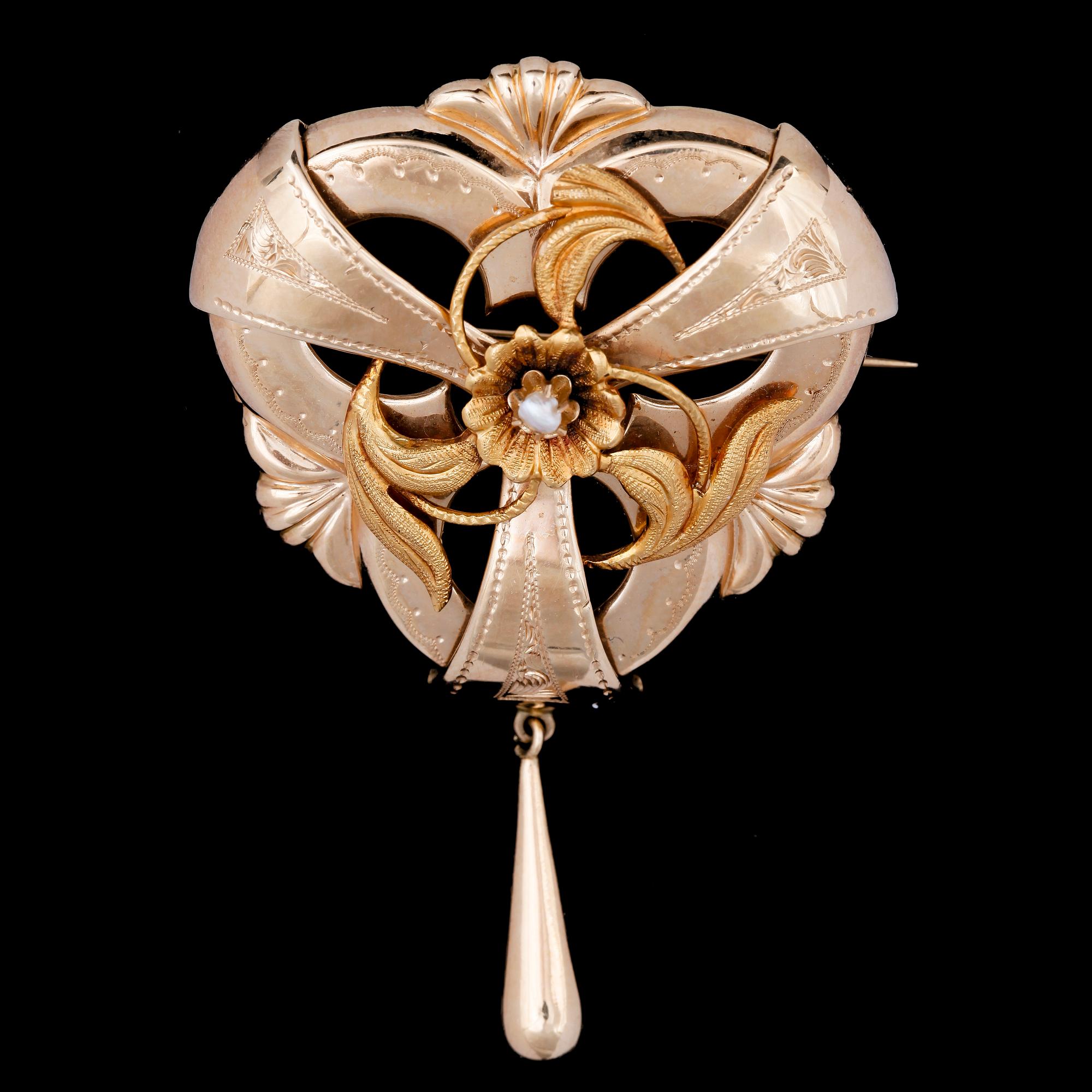 BROSCH, 18K guld. EHP, trol Sverige, 1909. Vikt ca 6,5g.