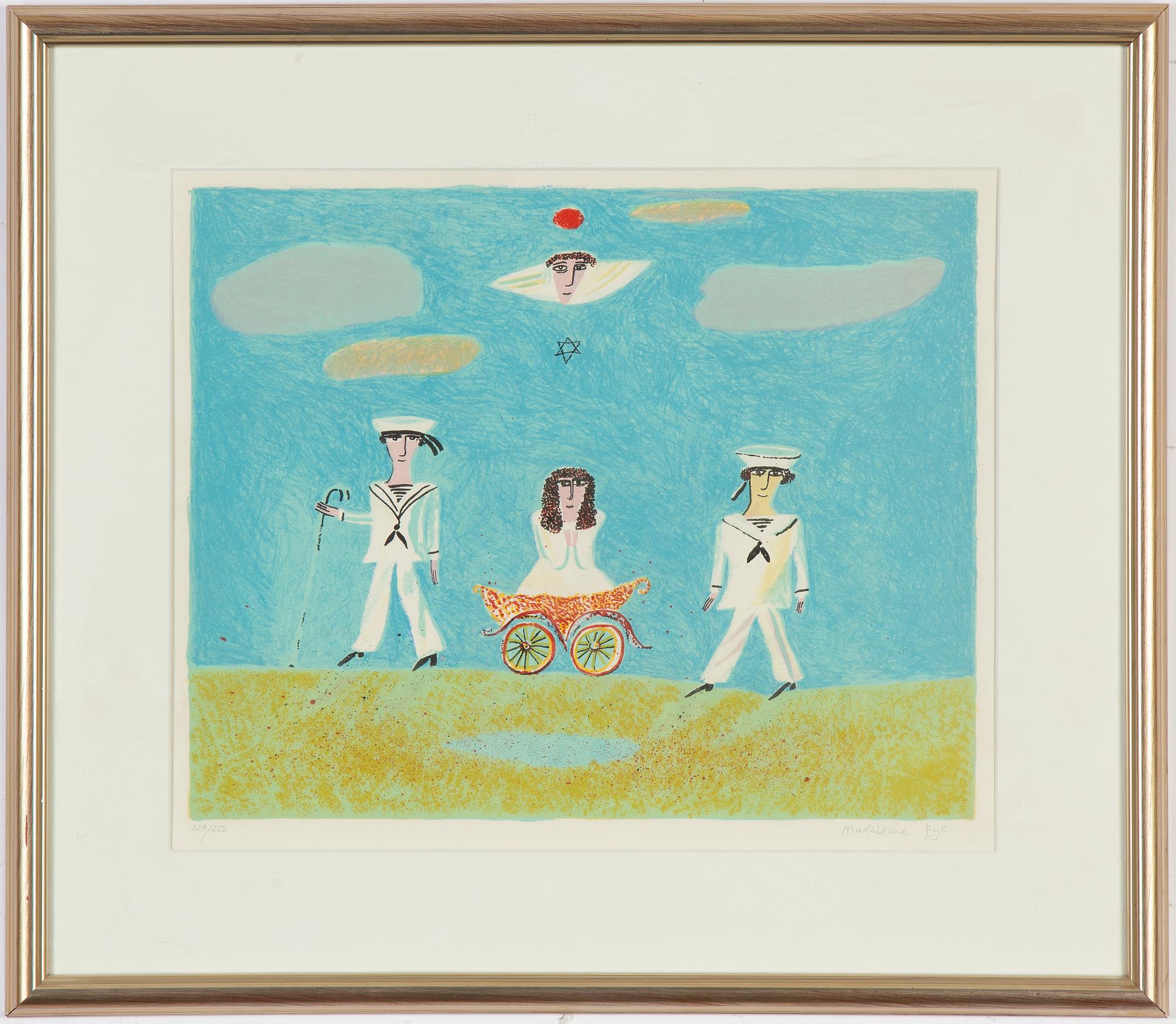 Madeleine Pyk, färglitografi, 1977, signerad 229/250.