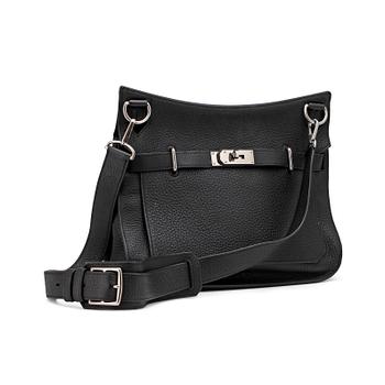 444. HERMÈS, a black Clemence bullcalf "Jypsiere" shoulder bag.